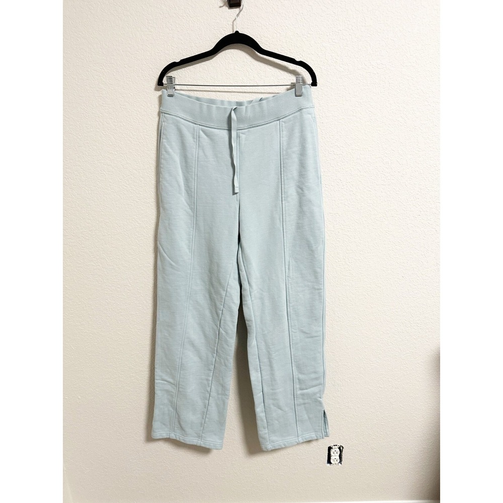 Alo Yoga Womens High Waist Free Time Straight Leg Sweatpants In Chalk Blue Large - Picture 2 of 4